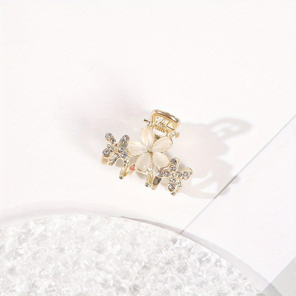 Rhinestone Bowknot Hair Claw Clip Golden Grip Hair Jaw Clip
