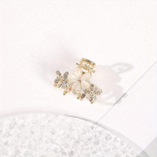 Rhinestone Bowknot Hair Claw Clip Golden Grip Hair Jaw Clip