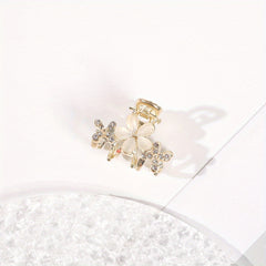 Rhinestone Bowknot Hair Claw Clip Golden Grip Hair Jaw Clip