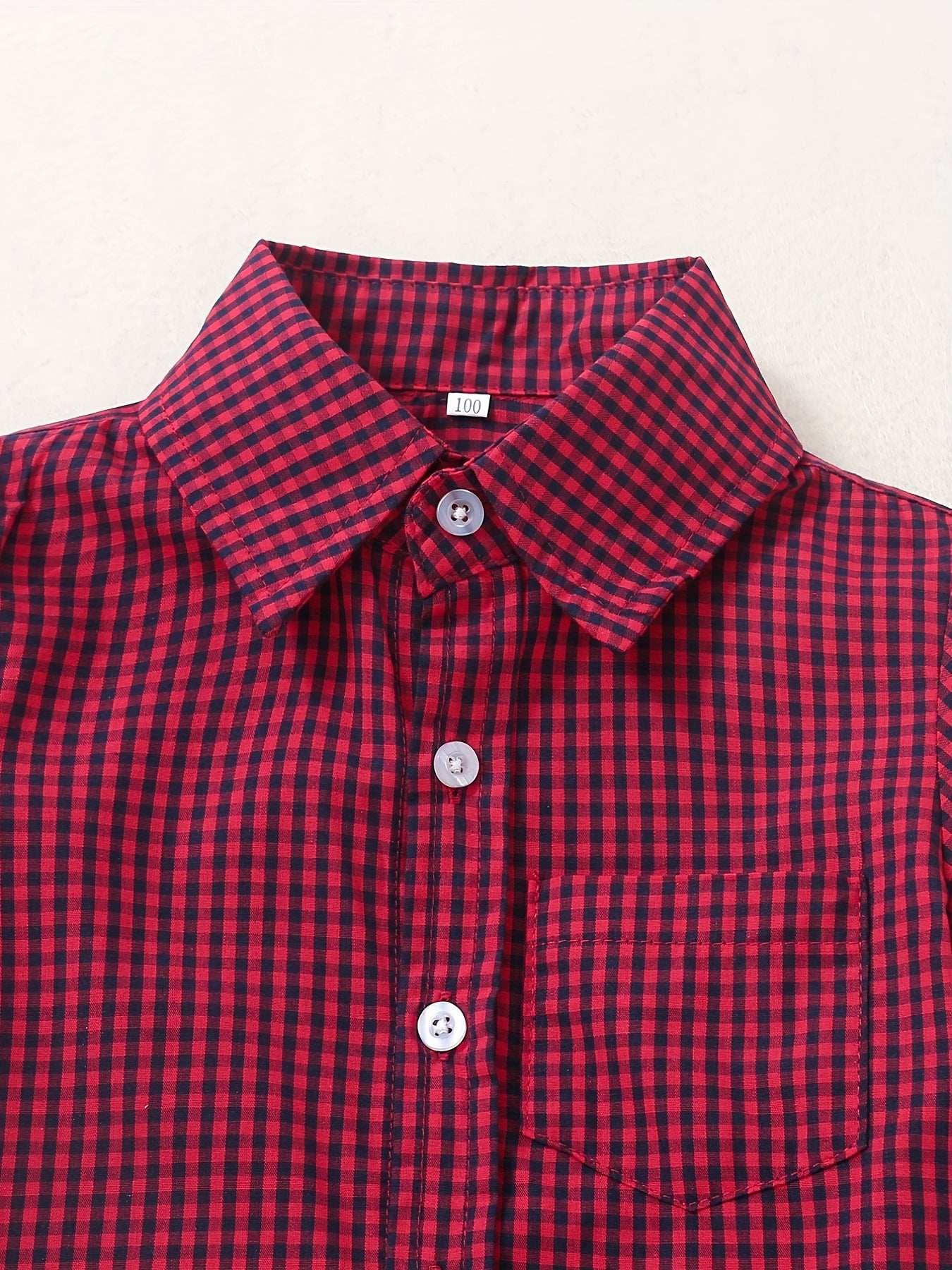 Toddler Boys Plaid Graphic Button Pocket Casual Short Sleeve Shirt