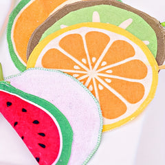 4pcs Fruit Pattern Hanging Towel Absorbent Soft Towel For Bathroom