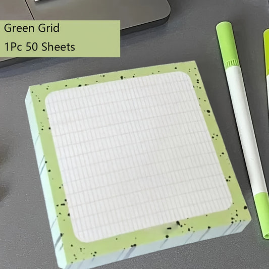 1Pc 50 Sheets Sticky Notepad Green Sticky Notes In Notebook Memo Pad