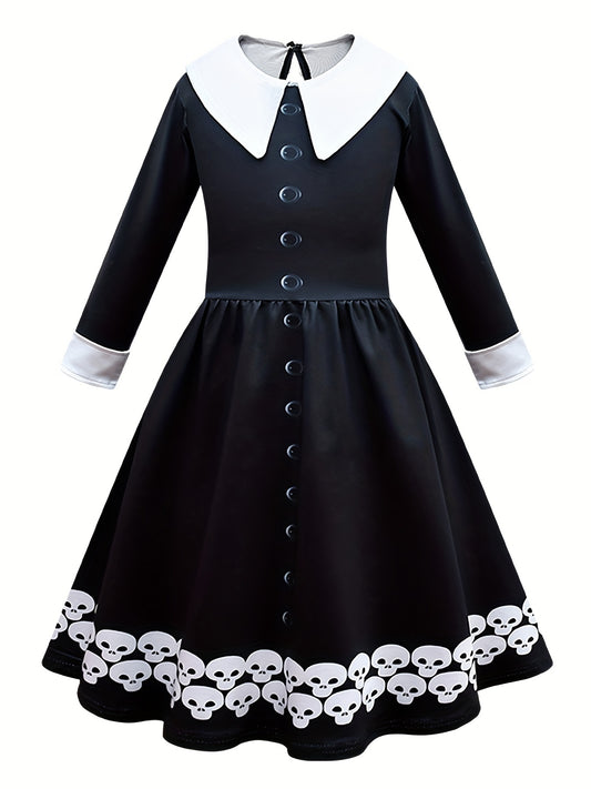 Cartoon Skull Halloween Costume Dress for Girls