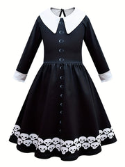 Cartoon Skull Halloween Costume Dress for Girls