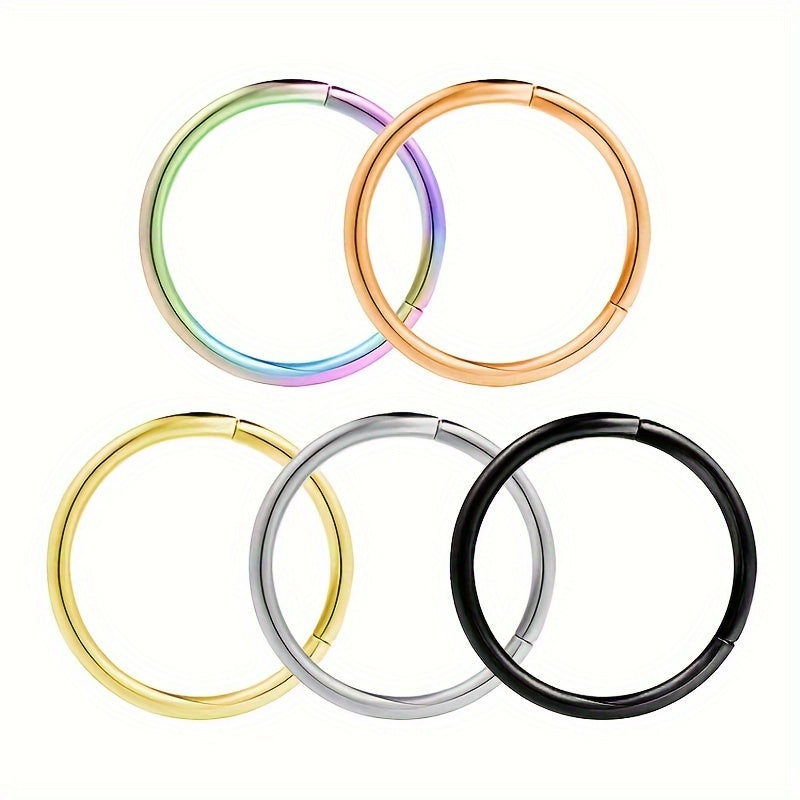 5pcs Stainless Steel Nose Ring Hoop Ear Cartilage Earrings Piercing Jewelry