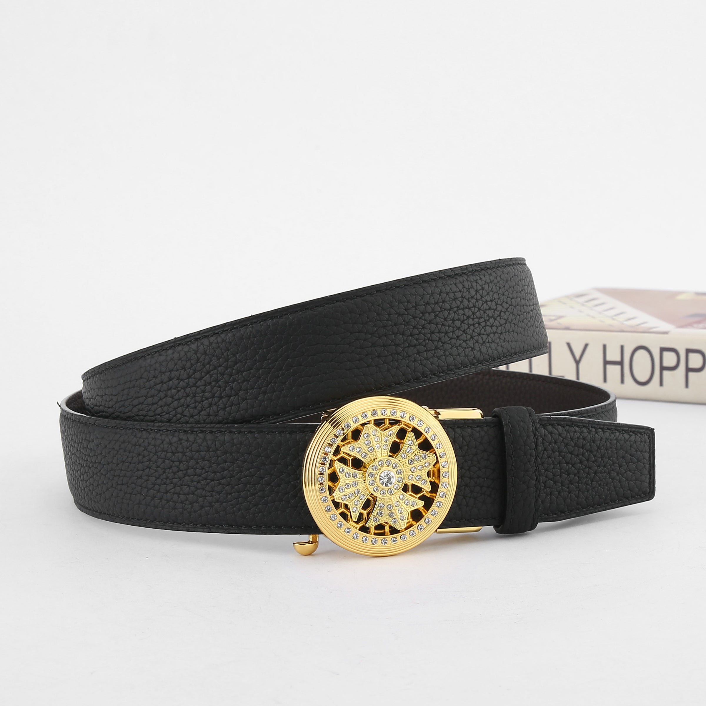 Men's Wild Style Automatic Buckle Belt with Rhinestones