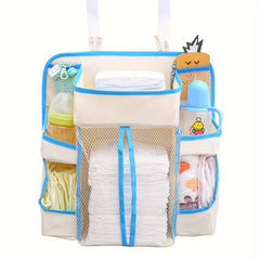 Detachable Crib Organizer Bedside Storage Bag Diaper Caddy Washable Polyester