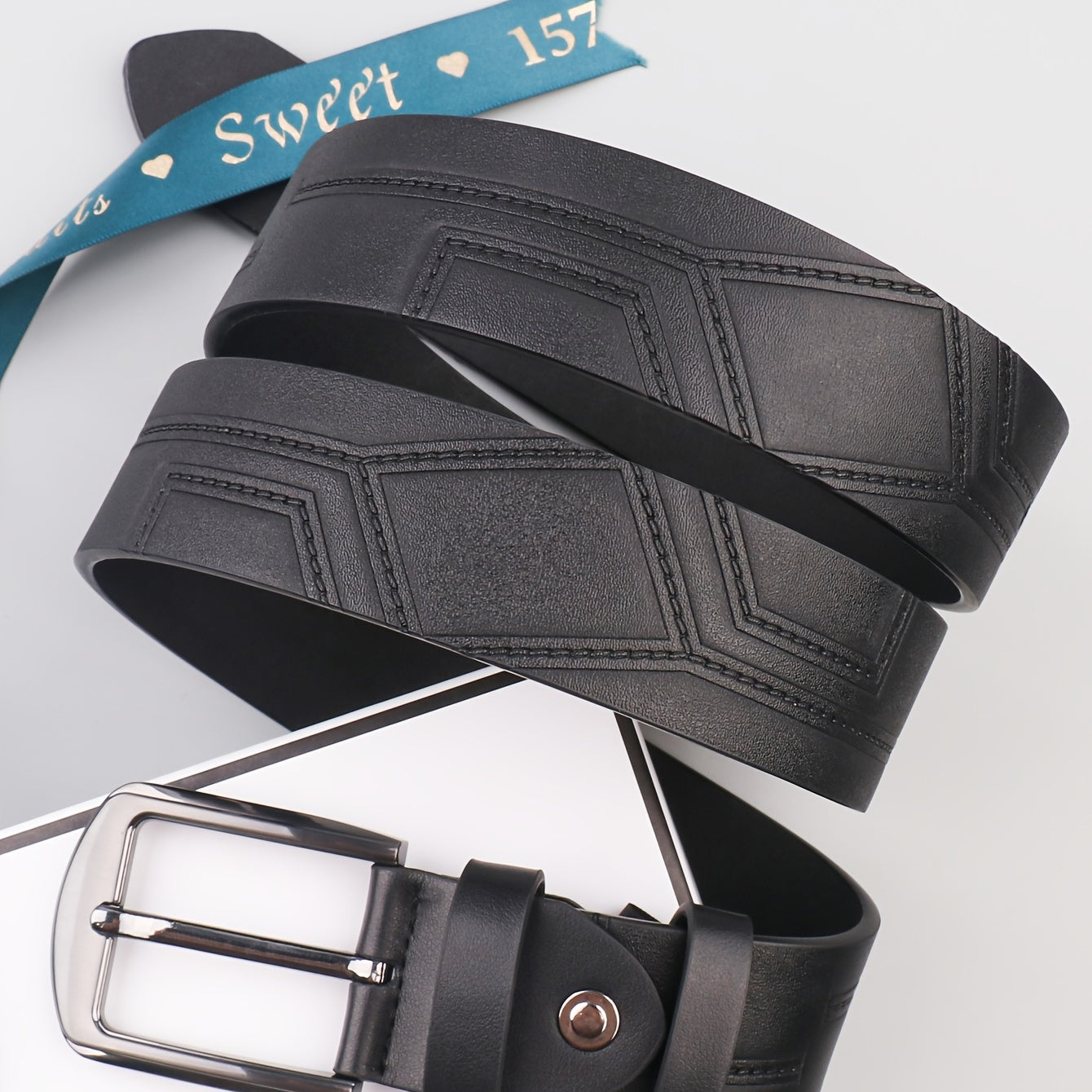 Men's Thread Alloy Needle Buckle PU Belt