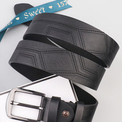 Men's Thread Alloy Needle Buckle PU Belt