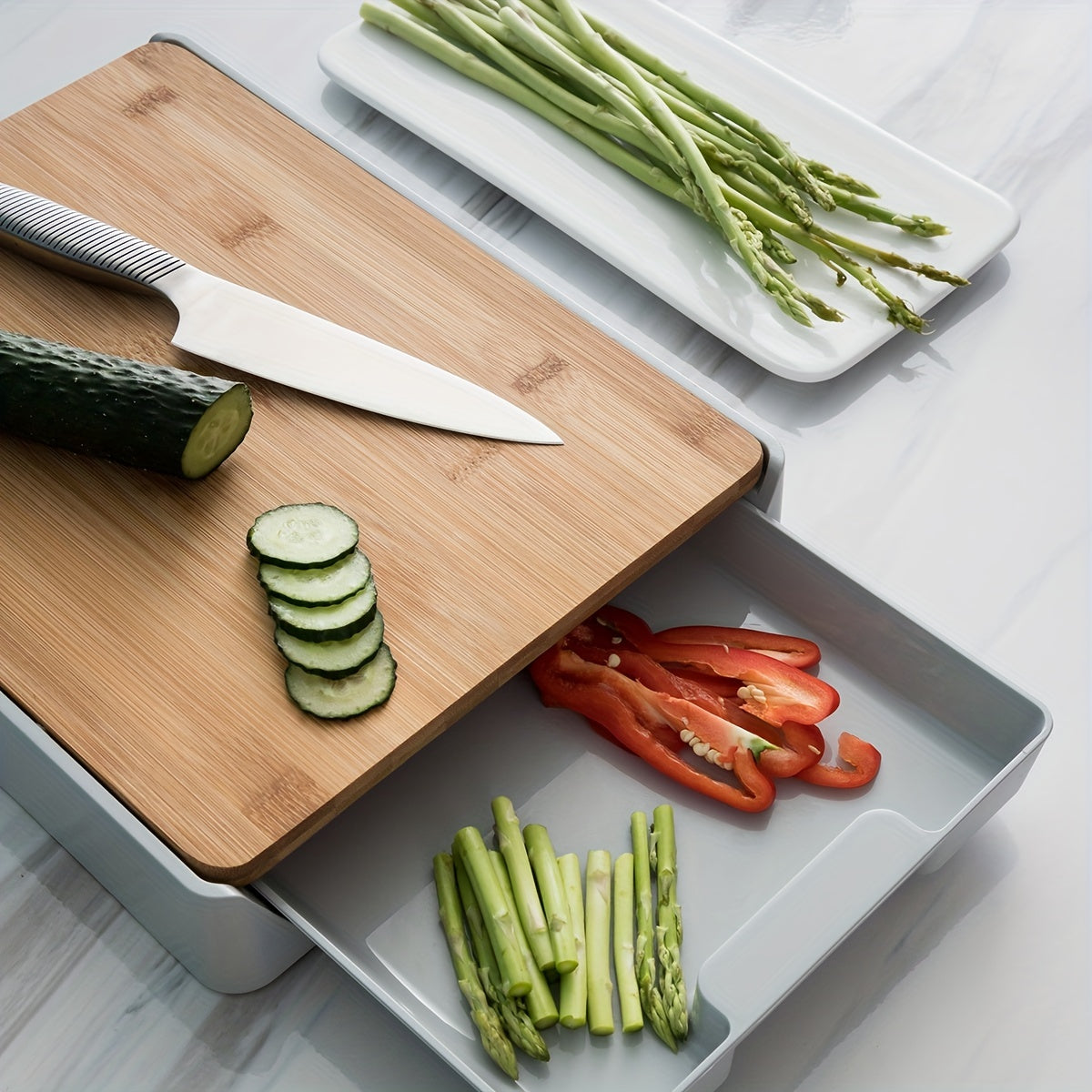 Bamboo Cutting Board With Tray Chopping Board