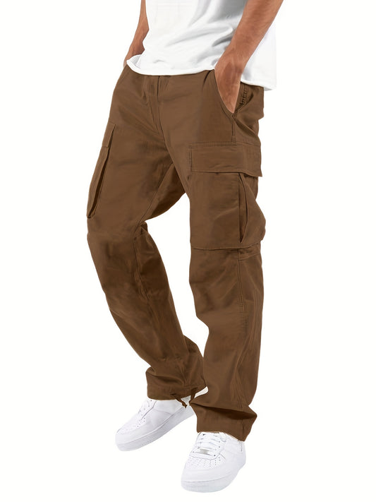 Men's Heavyweight Cargo Pants Elastic Waist Jogger Sweatpants