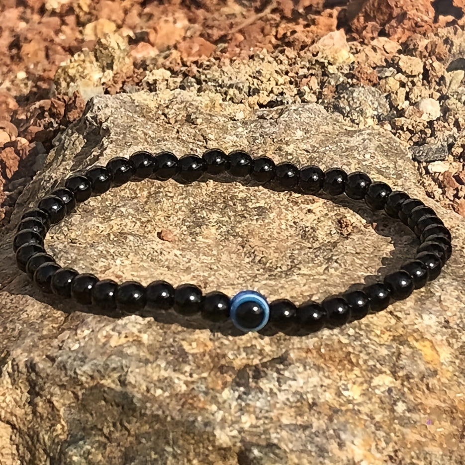 Men's Evil Eye Stone Beaded Bracelet