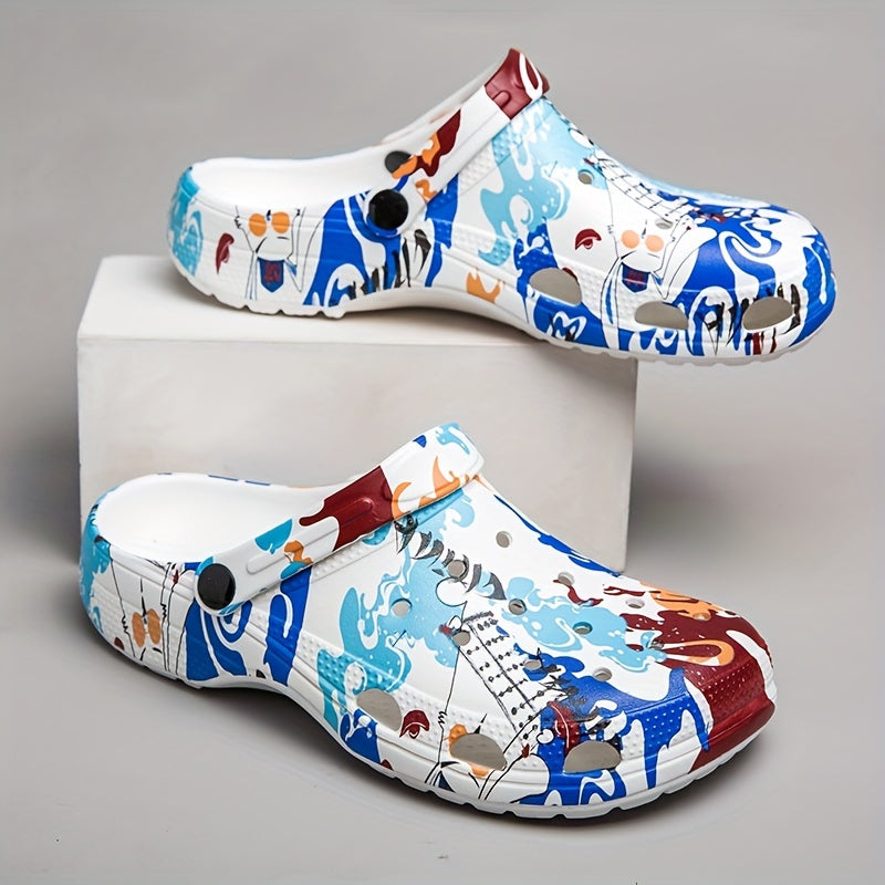 Women's Colorblock Hollow Out Clogs Slip On Platform Round Toe Comfy