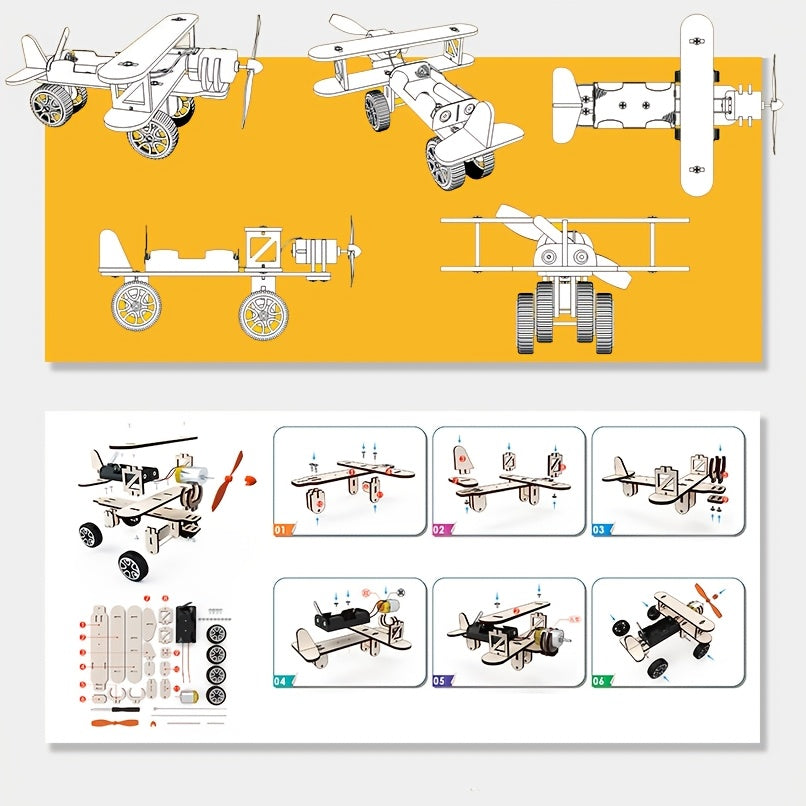 Wooden Airplane Model Kit DIY Educational Physics Science Experiment