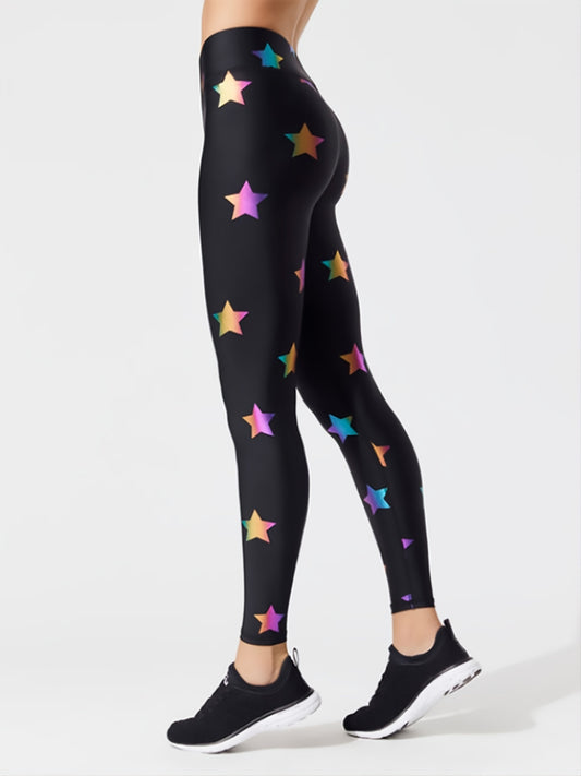 Star Print High Waist Yoga Pants Slim Fit Leggings