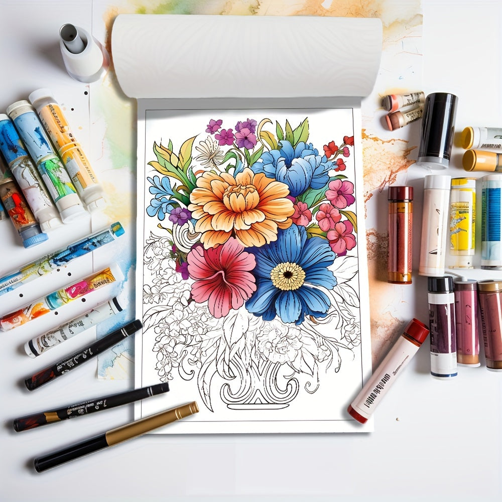 Positive Thinking Coloring Book For Adults - Stress Reduction Designs