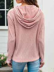  Casual Sweater Women's Plus Textured Long Sleeve Drawstring Slight Str