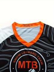 Men's Mountains Pattern Cycling Jersey Active Breathable Loose Long Sleeve Shirt