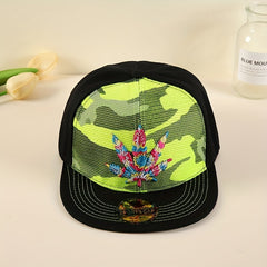 Leaf Embroidery Snapback Hat Camouflage Baseball Cap Unisex Sunscreen