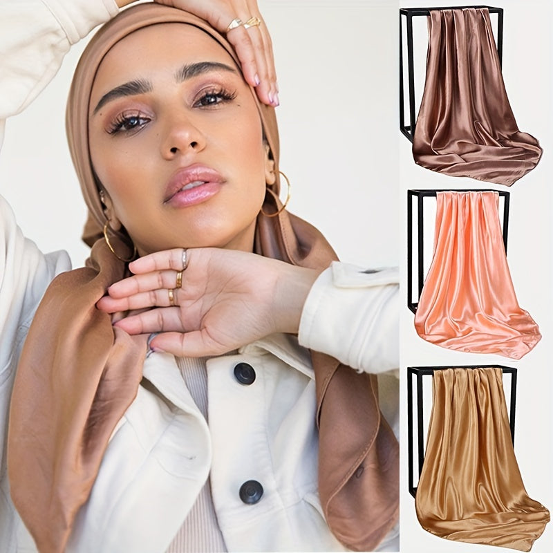 Solid Satin Hijab Scarf Silk Scarf Women Head Scarf Wraps