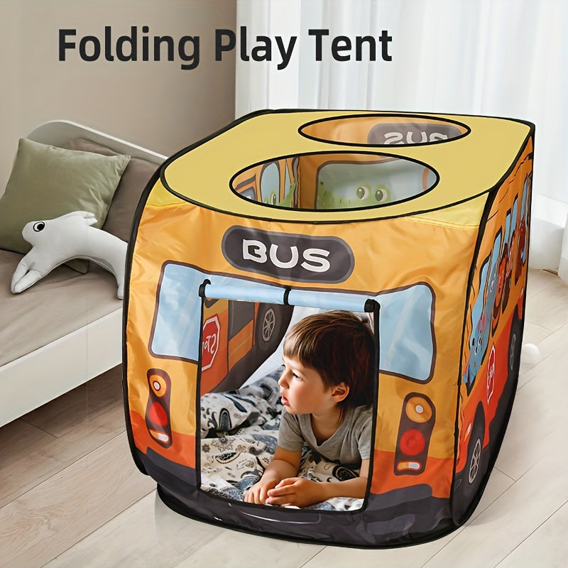 Pop Up Bus Game Tent Portable Play Tent for Indoor/Outdoor Use