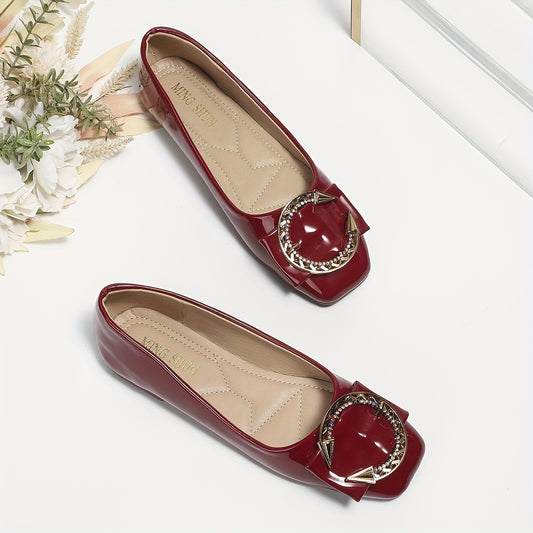 Women's Rhinestone Square Toe Slip On Shoes
