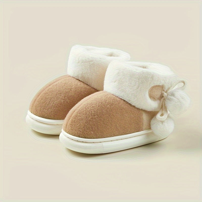 Warm Fleece Girl's Snow Boots Cozy Non slip Ankle Boots Plush Comfy