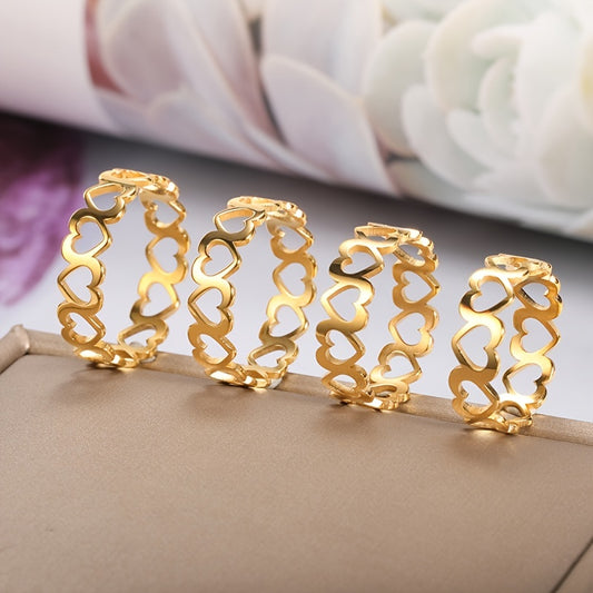 Vintage Heart Ring Stainless Steel Jewelry Gift for Women
