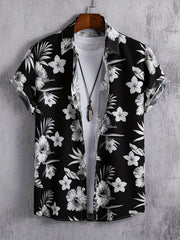 Hawaiian Style Flower Pattern Men's Short Sleeve Shirt