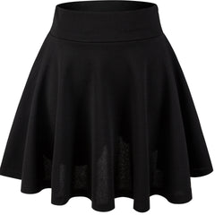 Kpop Solid High Waist Skater Skirts Casual Pleated Comfy Mini Skirts