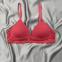 Soft Wireless Lace Trim Bra Thin Everyday Bra