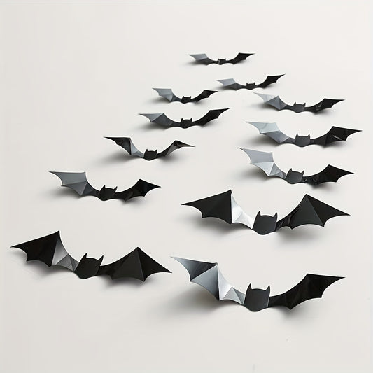 12pcs Halloween Bat Stickers 3D Bat Decorative Stickers Party Decoration