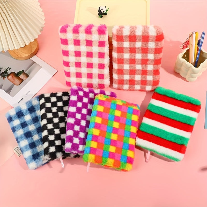 A5 Plush Rainbow Grid Journal - Colorful Dopamine Inspired Journal