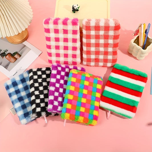 A5 Plush Rainbow Grid Journal - Colorful Dopamine Inspired Journal