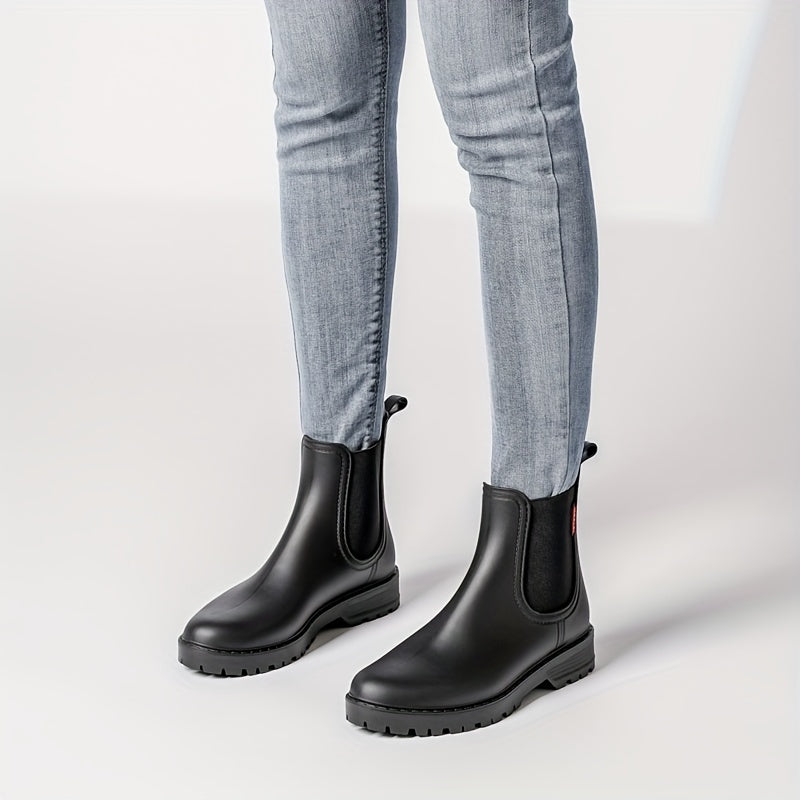 Women's Waterproof Medium Tube Rain Boots Solid Non slip Outdoor Rain Boots