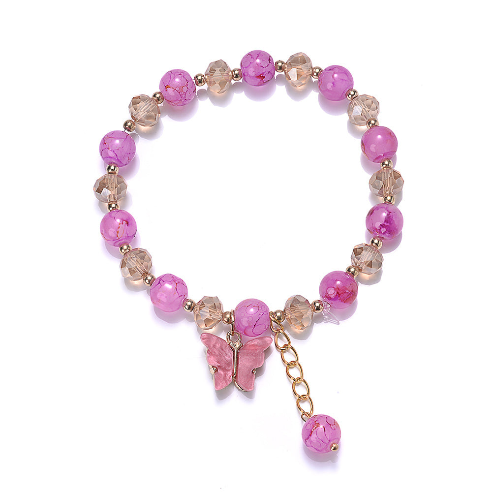 Beaded Butterfly Charm Bracelet Glass Sweet Jewelry Gift Yoga Meditation