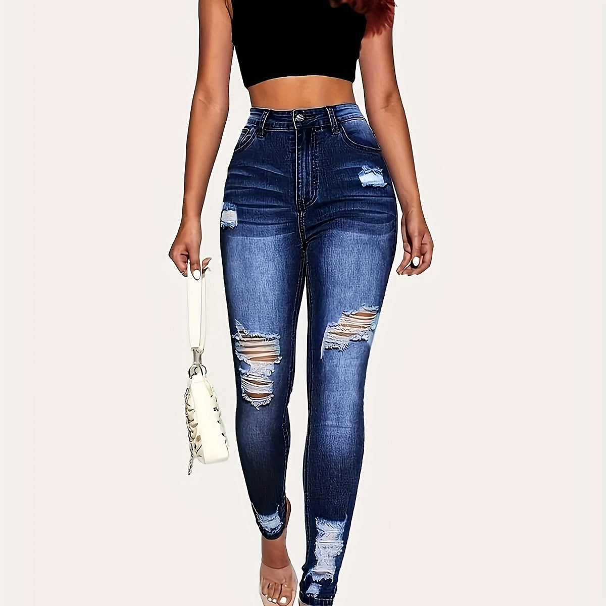  Ripped High Rise Skinny Jeans