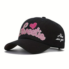 Y2K SWEET Patch Baseball Cap Cartoon Heart Sunshade Dad Hat