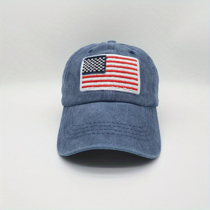 Sunshade Adjustable Baseball Cap with American Flag Embroidered