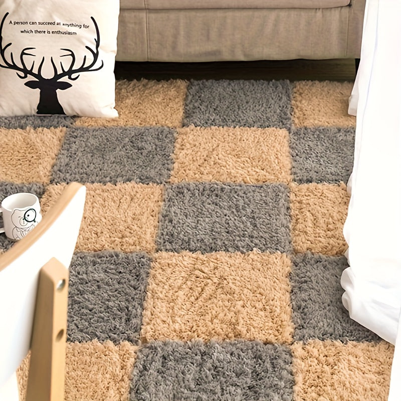 6pcs Soft Foam Interlocking Carpet Shaggy Mat Comfortable Area Rugs