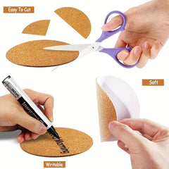30pcs Self Adhesive Cork Spacer Rounds 4inch Cork Tiles DIY Crafts
