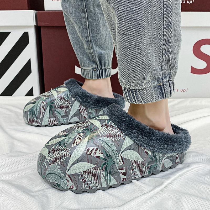 Men's Tropical Graffiti Plush Slippers