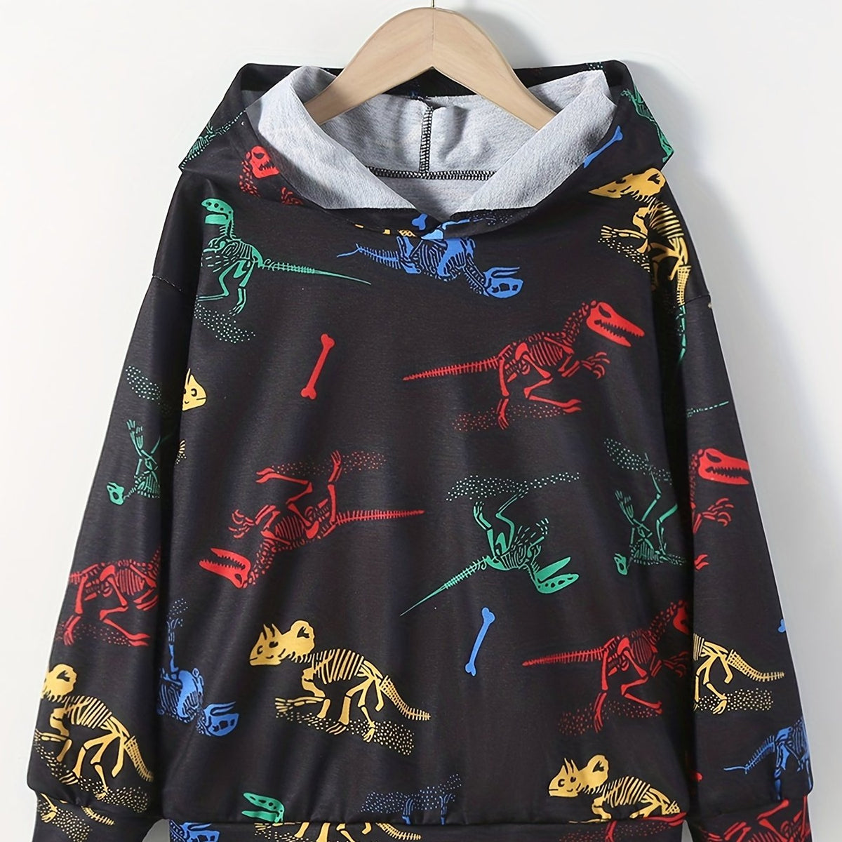 Dinosaur Skeleton Pattern Kid's Hoodie for Halloween
