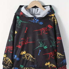 Dinosaur Skeleton Pattern Kid's Hoodie for Halloween