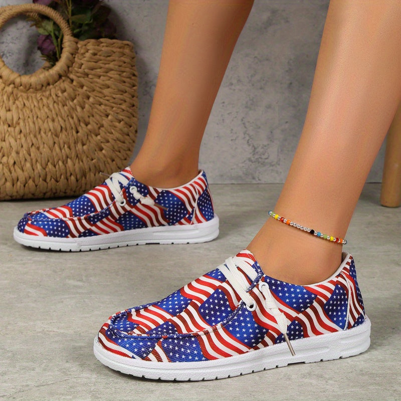 Women's Flag Pattern Slip-On Loafers for 4th of July