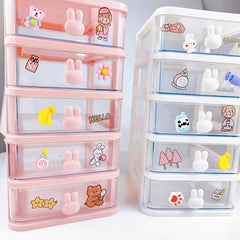 Rabbit Desktop Storage Box Transparent Drawer Desk Mini Storage