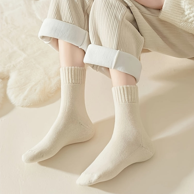 7 Pairs Warm Ribbed Mid Tube Socks for Women