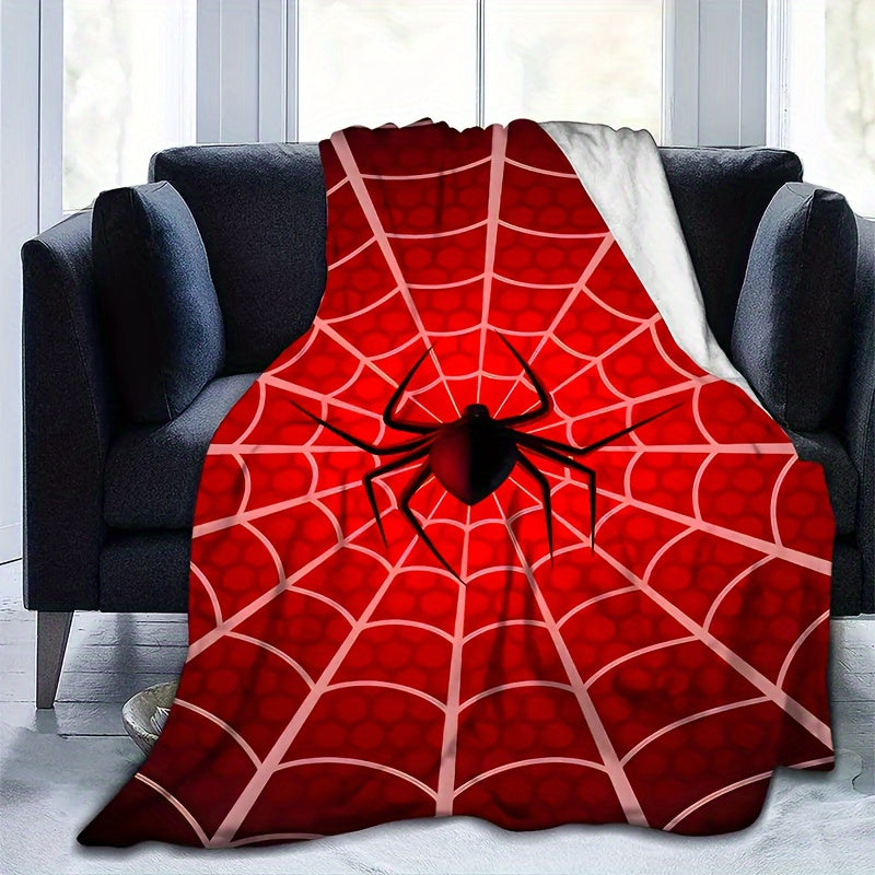 Spider Printed Linen Blanket Warm Soft for Sofa Bed Camping Travel