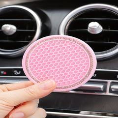 2pcs Pink Diamond Water Coaster Mats Silicone Non Slip Heat Insulation