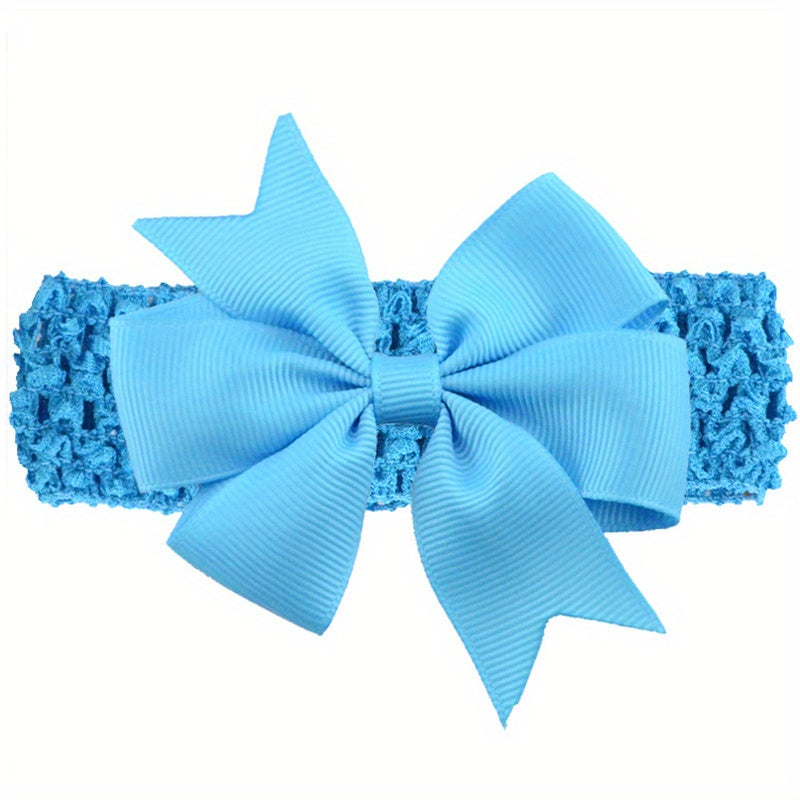 Ribbed Dovetail Webbing Headband Solid Bow Hairband